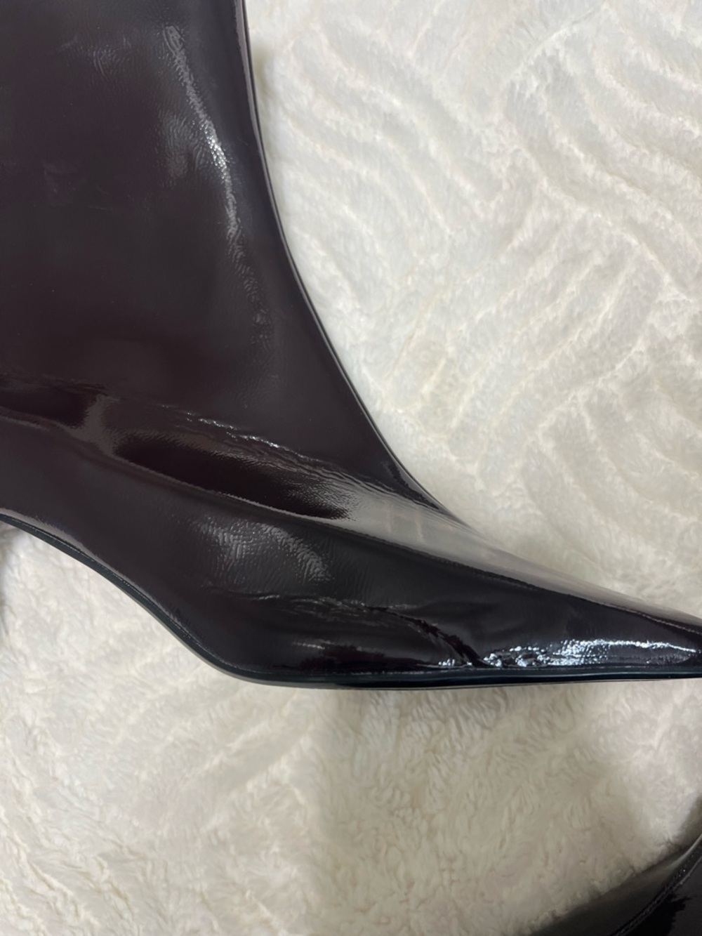 ZARA Burgundy Patent Kitten Heel Ankle Boots Pointed Toe EU 39 - Picture 12 of 14